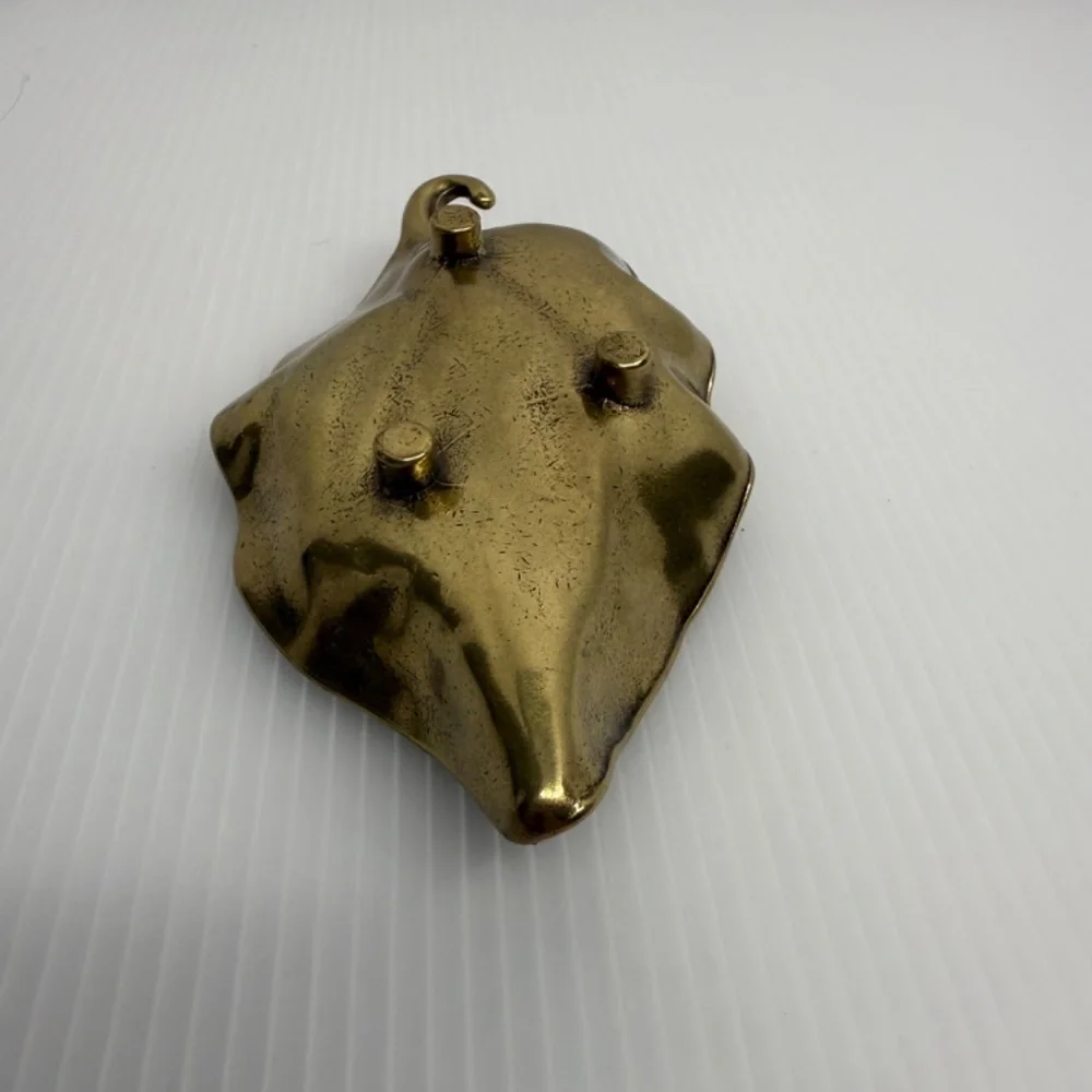 Vintage Solid Brass Leaf Shaped‎ Trinket Tray Ring Dish MCM Nature Leaves Footed
